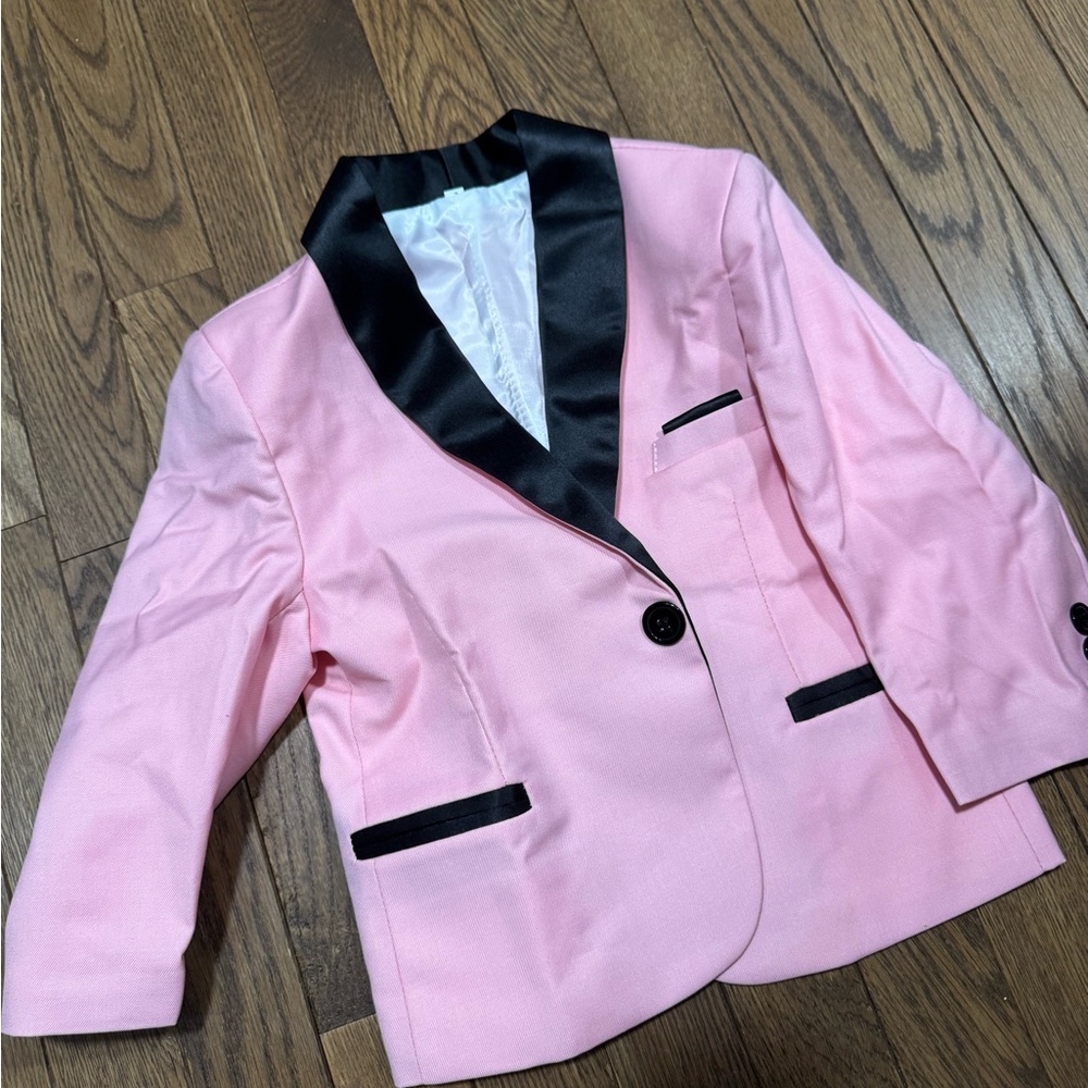 Kids Pink Blazer with Black Trim